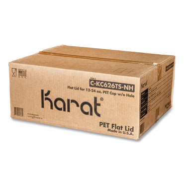 Karat PET Lids, 12 oz to 24 oz Cold Cups, No Hole Flat Lid, Clear, 1,000/Carton (KRTCKC626TSNH)