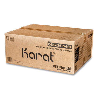 Karat PET Lids, 12 oz to 24 oz Cold Cups, No Hole Flat Lid, Clear, 1,000/Carton (KRTCKC626TSNH)