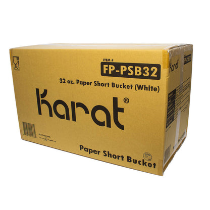 Karat Food Bucket, 32 oz, 6.5" Dia x 2.4"h, White, Paper, 360/Carton (KRTFPPSB32)
