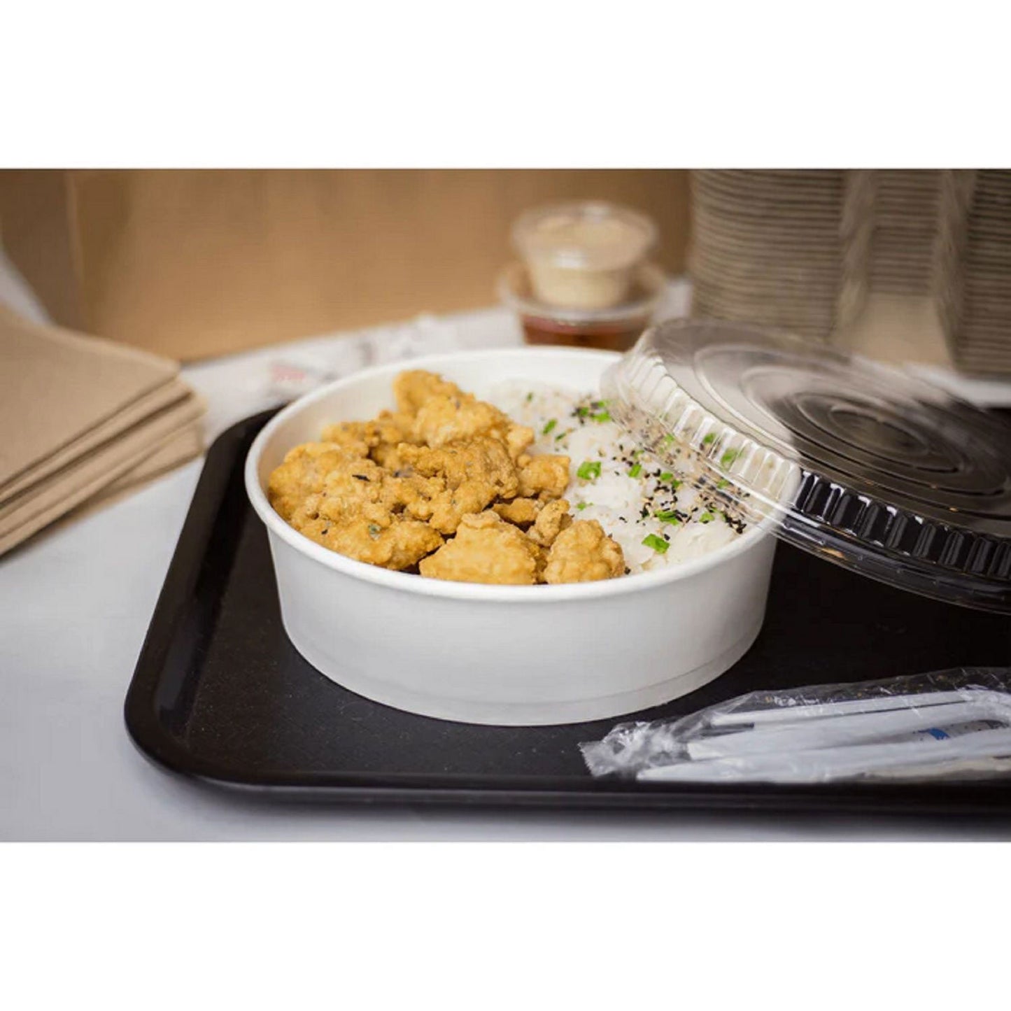 Karat Food Bucket, 48 oz, 7.99" Dia x 2.4"h, White, Paper, 270/Carton (KRTFPPSB48)