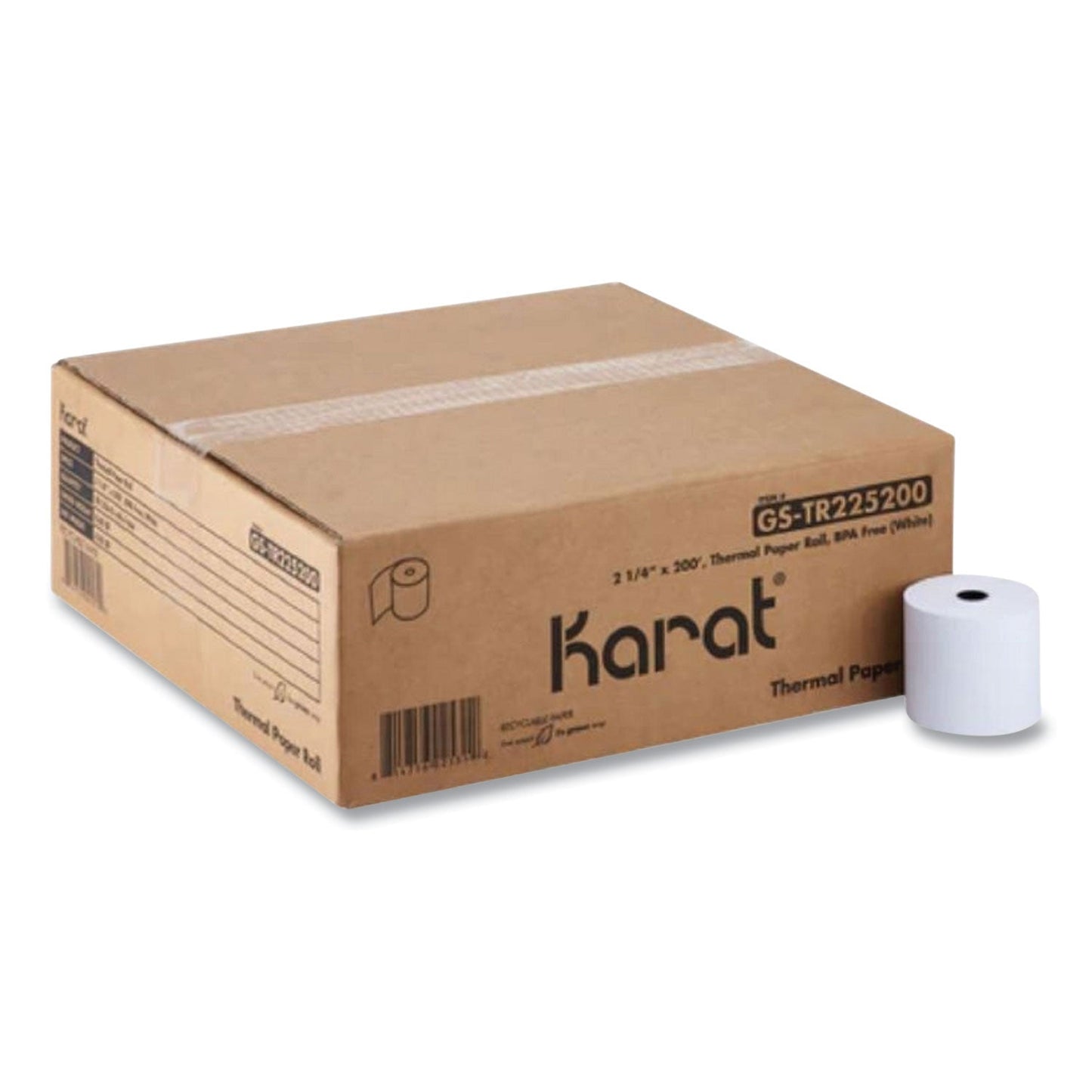 Karat Thermal Paper Rolls, 2.25" x 200 ft, White, 50/Carton (KRTGSTR225200)
