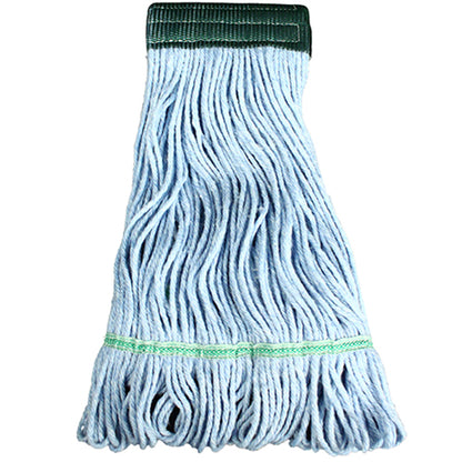 Impact® Saddle-Type Looped-End Cotton Synthetic Blend Wet Mop Head w/ Tailband, Medium, Blue/Green, 12/Case (IMPL270MD)