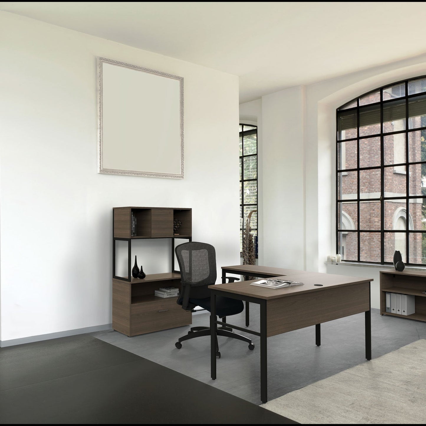 Linea Italia Urban Desk Workstation, 47.25w x 23.75d x 29.5h, Ash (LITUR600ASH)
