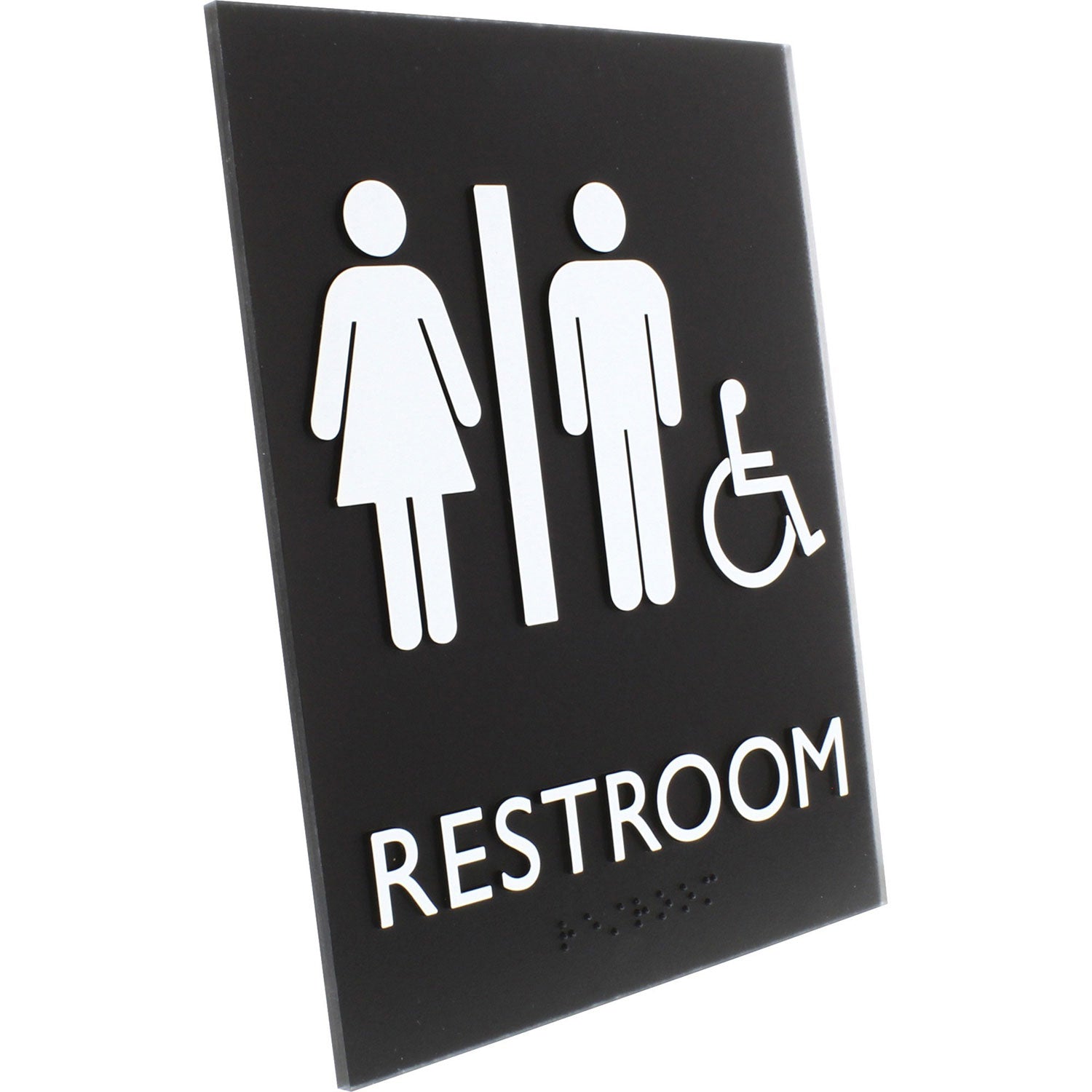 lorell-restroom-sign-1-each-6-4-x-8-5-height-rectangular-shape-easy-readability-braille-plastic-black-llr02664_3