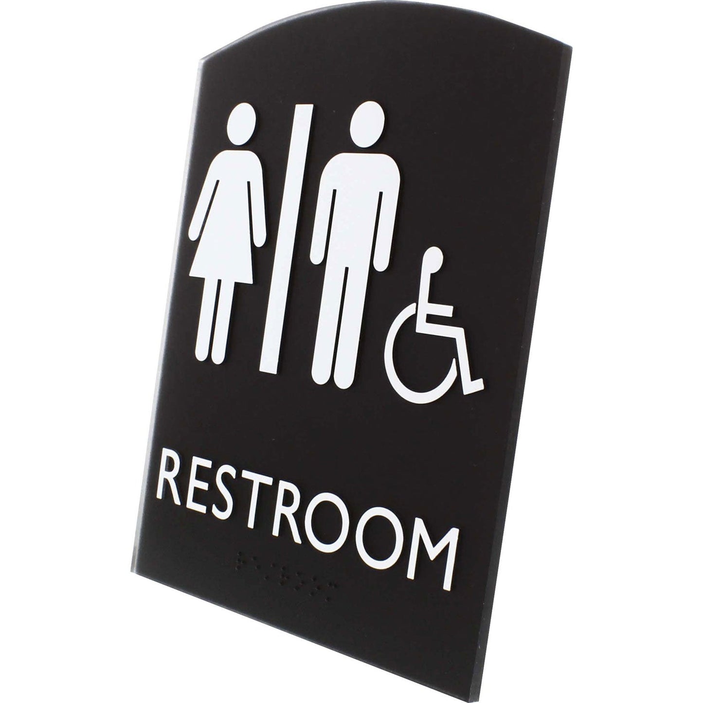 lorell-restroom-sign-1-each-6-8-x-8-5-height-rectangular-shape-easy-readability-braille-plastic-black-llr02673_2
