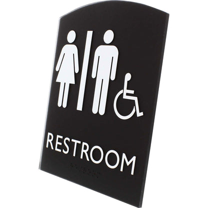 lorell-restroom-sign-1-each-6-8-x-8-5-height-rectangular-shape-easy-readability-braille-plastic-black-llr02673_2