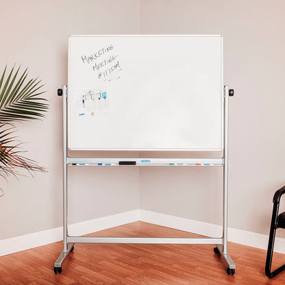 Global Industrial Mobile Reversible Whiteboard - 48"W x 36"H - Steel - Silver Frame (WBB444997)