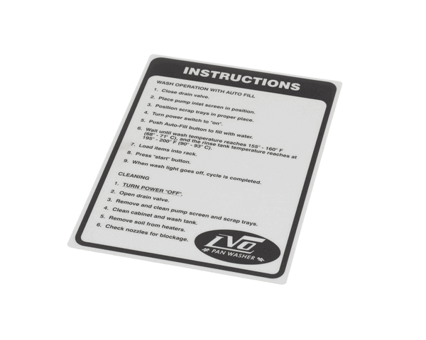 LVO 520-5079 Instruction Decal (LVO520-5079)