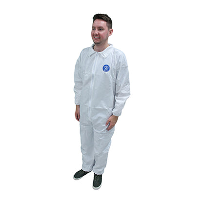 Safety Zone® ProMax® Coveralls w/ Zip Front, Elastic Wrists & Ankles, White, 25/Case, 3XL (SZNM1017-3X)