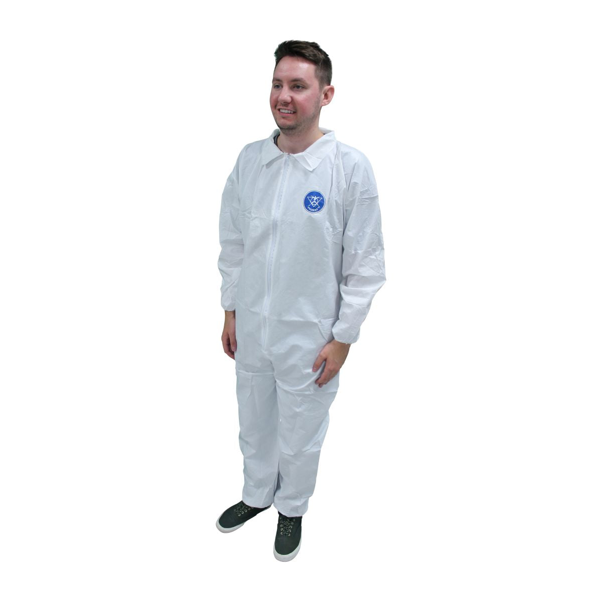 Safety Zone® ProMax® Coveralls w/ Zip Front, Elastic Wrists & Ankles, White, 25/Case, Large (SZNM1017-L)