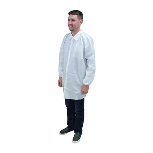 Safety Zone® Promax Lab Coat w/ Breath Barrier White 3XL, 30/Case (SZNM1020-E-W-3X)