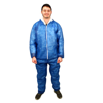 Safety Zone® PolyLite® Coveralls w/ Zip Front, Open Wrists & Ankles, Navy Blue, 25/Case, 3XL (SZNM1100B-3X)