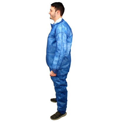 Safety Zone® PolyLite® Coveralls w/ Zip Front, Open Wrists & Ankles, Navy Blue, 25/Case, 3XL (SZNM1100B-3X)