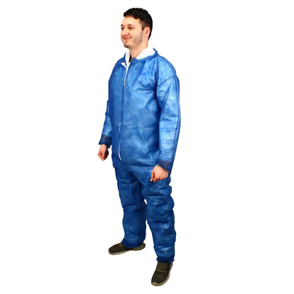 Safety Zone® PolyLite® Coveralls w/ Zip Front, Open Wrists & Ankles, Navy Blue, 25/Case, 2XL (SZNM1100B-2X)