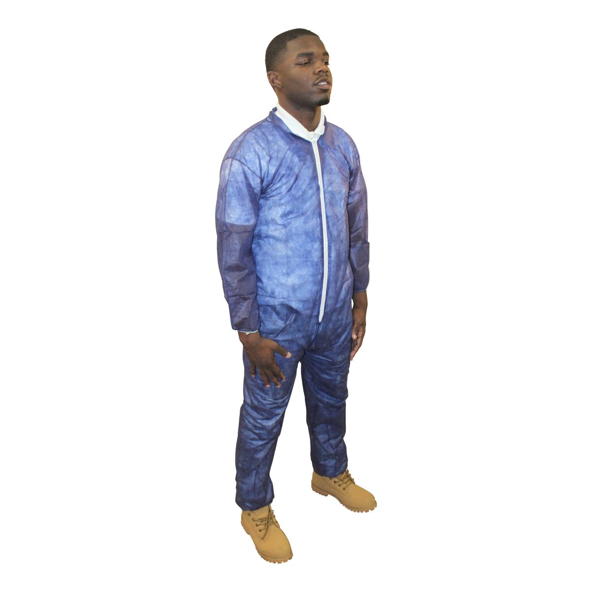 Safety Zone® PolyLite® Coveralls w/ Zip Front, Elastic Wrists & Ankles, Navy Blue, 25/Case, Large (SZNM1200B-L)