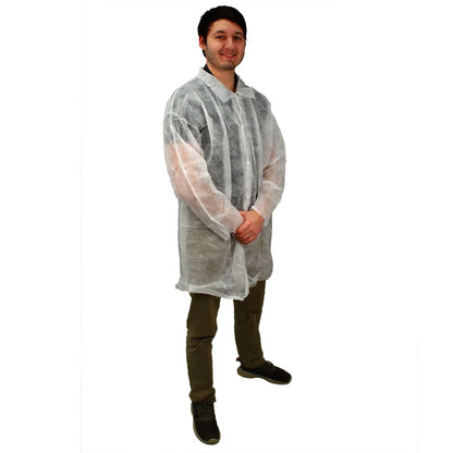 Safety Zone® Polylite Lab Coat Long Sleeve Snap White XL, Case of 30 (SZNM1710-EW-XL)