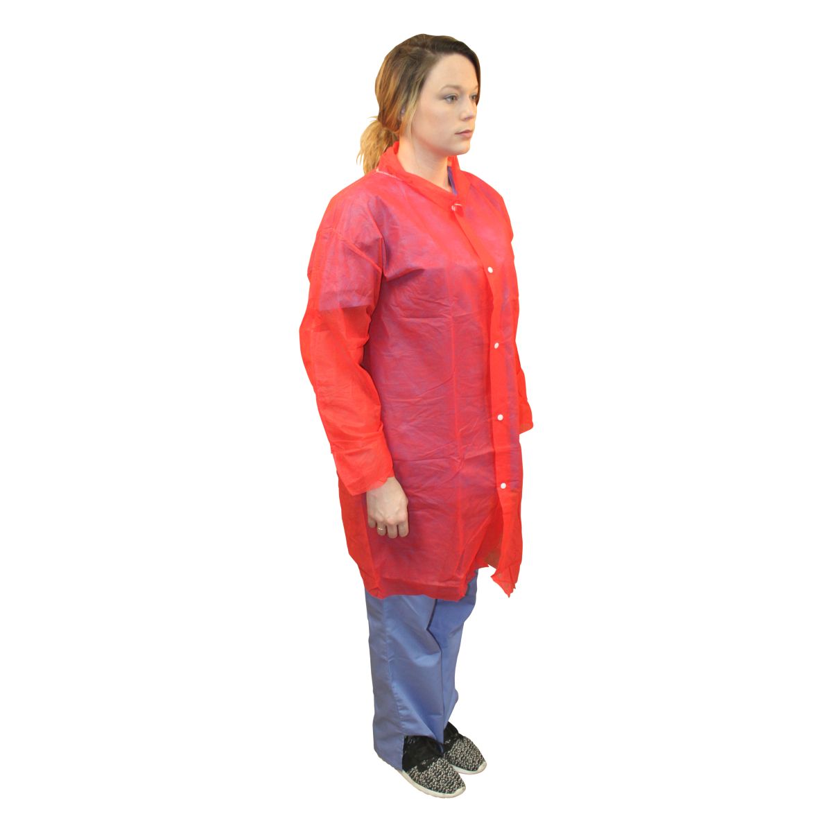 Safety Zone® PolyLite® Lab Coat w/ No Pockets, Snap Front & Open Wrists, Red, 30/Case, 2XL (SZNM1710R-2X)