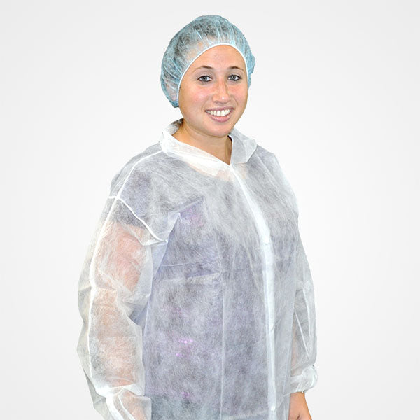 Safety Zone® Polyproylene Lab Coat White XL, Case of 30 (SZNM1714-XL-EW)