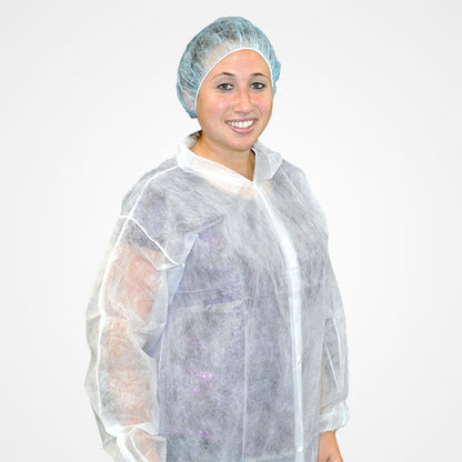 Safety Zone® Polyproylene Lab Coat White XL, Case of 30 (SZNM1714-XL-EW)