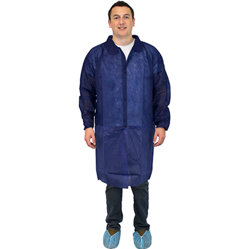Safety Zone® Polyproylene Lab Coat Blue 3XL, Case of 30 (SZNM1714B-3X-EW)