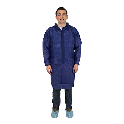 Safety Zone® Polyproylene 40G Lab Coat Blue 4XL, Case of 30 (SZNM1734B-4X-EW)