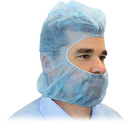 Safety Zone® PolyLite® Polypropylene Hood & Face Cover, One Size, 100/Bag, 10 Bags/Case, Blue (SZNM2302BSZ)