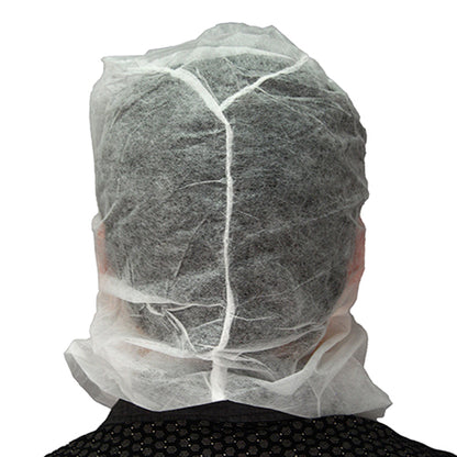 Safety Zone® PolyLite® Polypropylene Hood & Face Cover, 17g, Extra Long, 100/Bag, 10 Bags/Case, White (SZNM2302W-XLONG)
