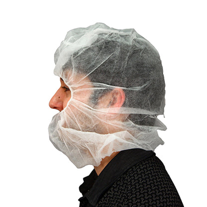 Safety Zone® PolyLite® Polypropylene Hood & Face Cover, 17g, Extra Long, 100/Bag, 10 Bags/Case, White (SZNM2302W-XLONG)