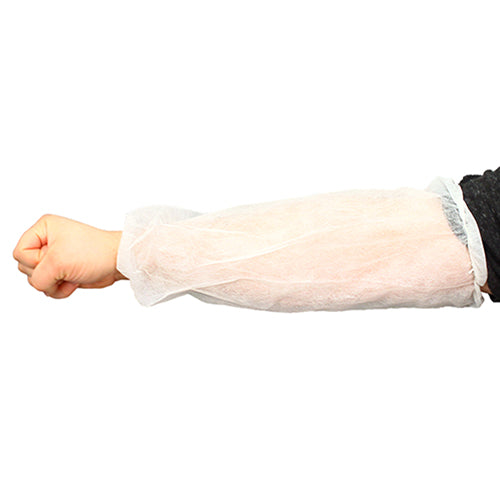 Safety Zone® PolyLite® Polypropylene Sleeves w/ Elastic Ends, 18", White, 100/Bag, 2 Bags/Case (SZNM2400)