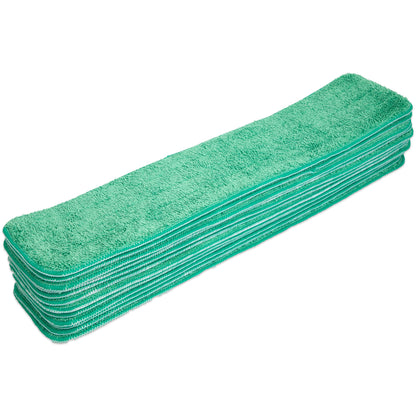 Hospeco® Microfiber Flat Wet Mop, 24", Green, Pack of 12 (HOSM830024G)