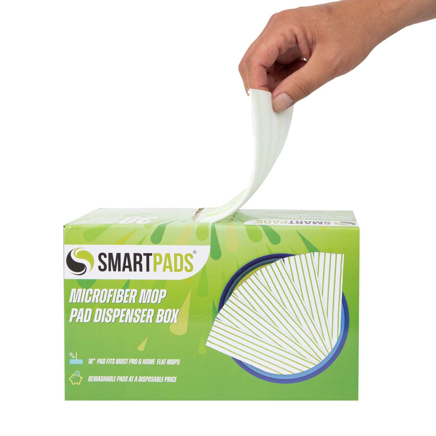 Hospeco® Smart Pads Reusable Mop Pad 30/Box, Green, Case of 8 Boxes (HOSM901RMP-GR)