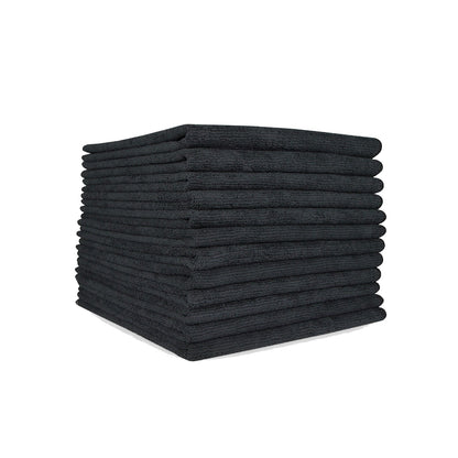 Hospeco® Microfiber Cloth 16x16 300 GSM Half-Fold Black, 12/Pack (HOSMFC3001616BK)