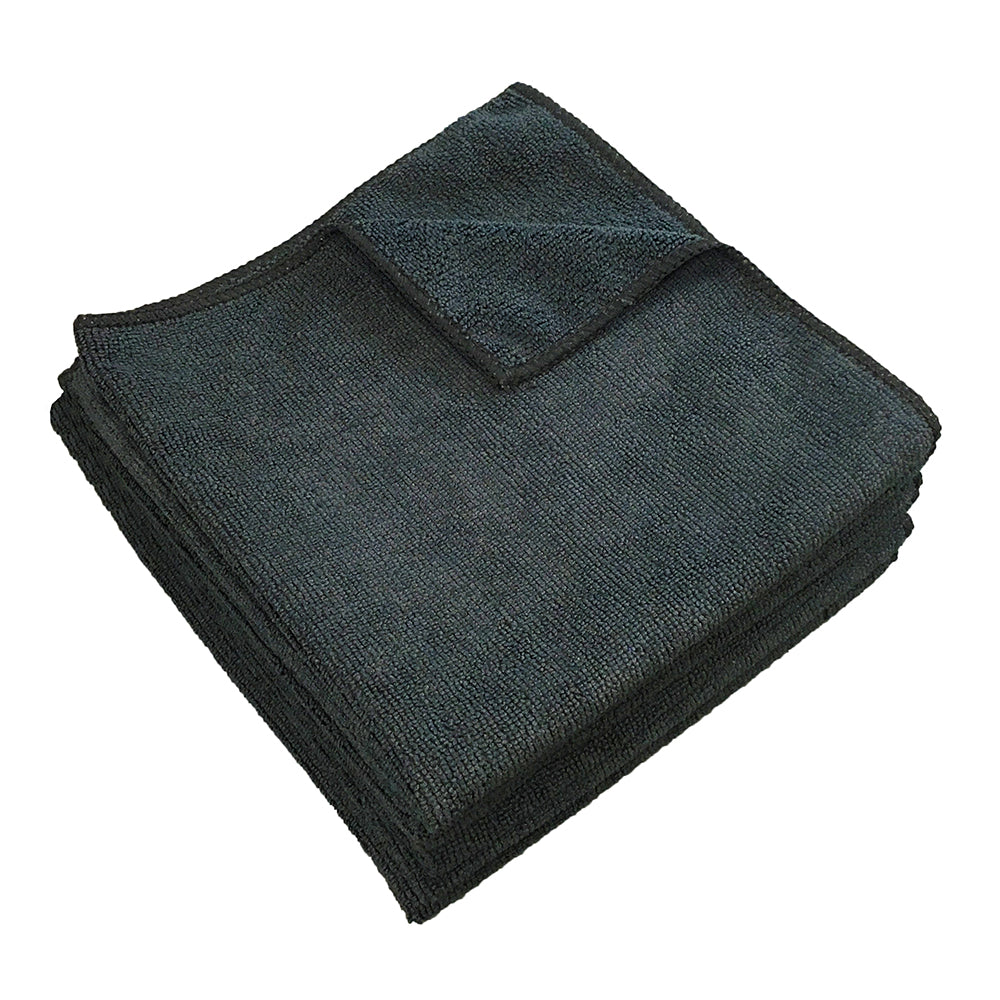 Hospeco® Microfiber Cloth 16x16 300 GSM Half-Fold Black, 12/Pack (HOSMFC3001616BK)