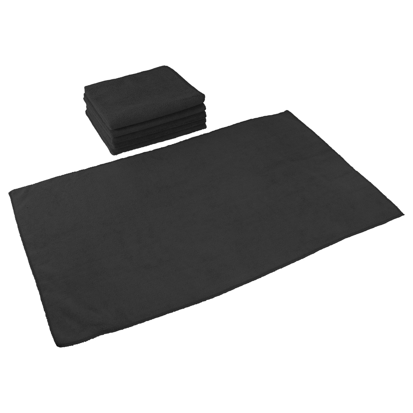 Hospeco® Microfiber Cloth 16x27 300 GSM Tri-Fold Black, 12/Pack (HOSMFC3001627BK)