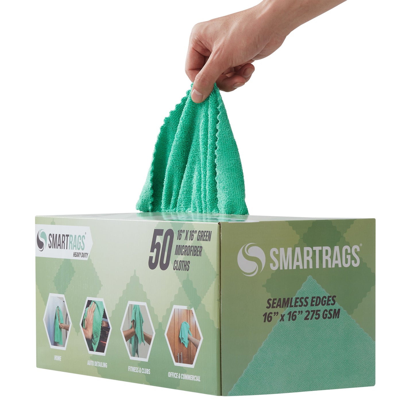 Hospeco® SmartRags XL Microfiber 45 Gram 16x16 Green, Case of 400 (MONM930G)