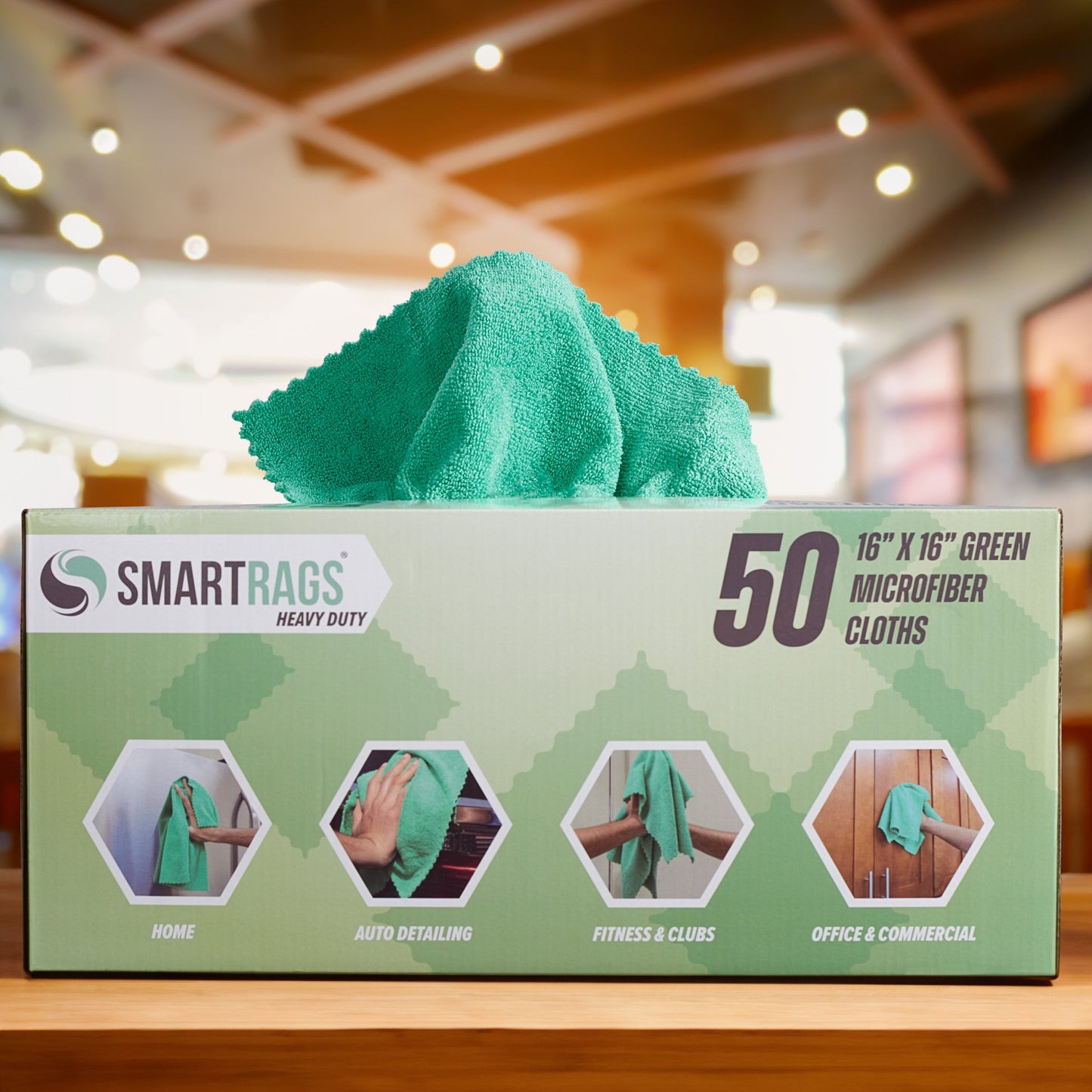 Hospeco® SmartRags XL Microfiber 45 Gram 16x16 Green, Case of 400 (MONM930G)