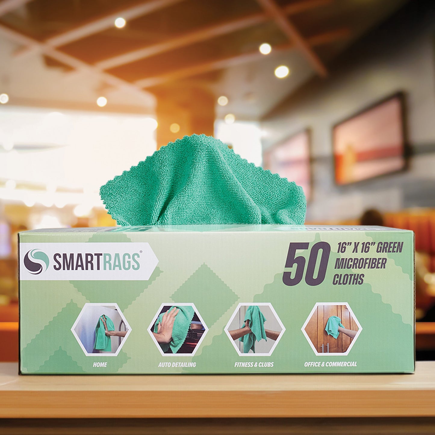 Hospeco® SmartRags XL Microfiber 35 Gram 16x16 Green, Case of 400 (HOSM931G)