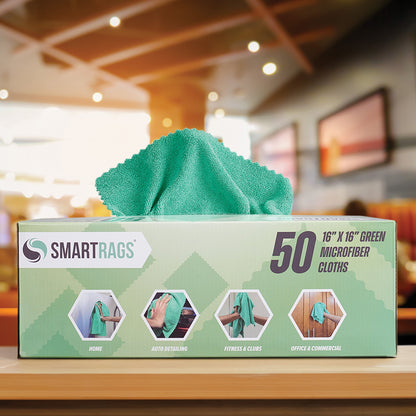 Hospeco® SmartRags XL Microfiber 35 Gram 16x16 Green, Case of 400 (HOSM931G)