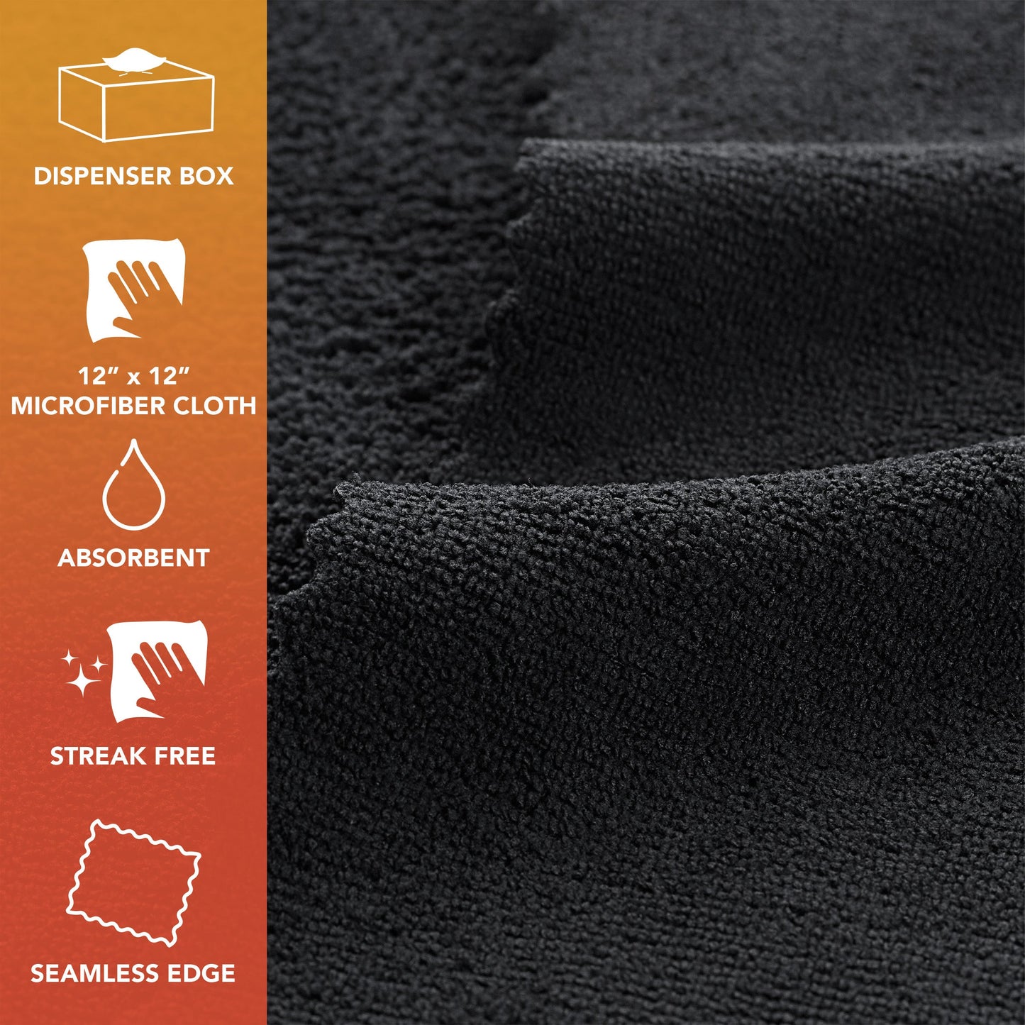 Hospeco® Smart Rags Microfiber Cloths 12x12 Black, Case of 400 (HOSM950BLK)