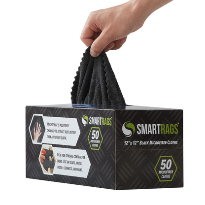 Hospeco® Smart Rags Microfiber Cloths 12x12 Black, Case of 400 (HOSM950BLK)