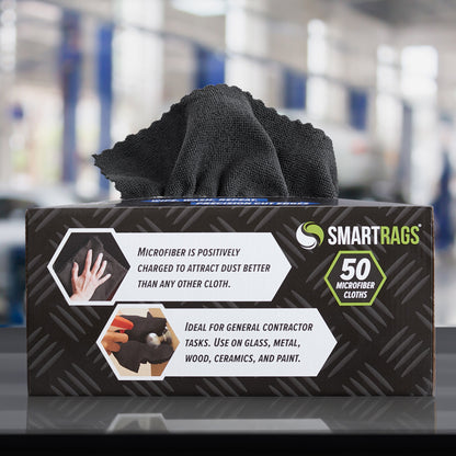Hospeco® Smart Rags Microfiber Cloths 12x12 Black, Case of 400 (HOSM950BLK)