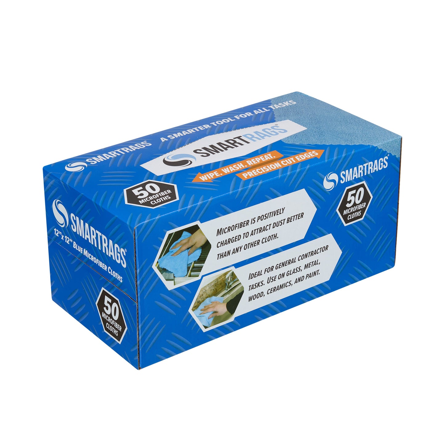 Hospeco® Smart Rags Microfiber Cloths 12x12 Blue, Case of 400 (HOSM950B)
