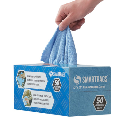 Hospeco® Smart Rags Microfiber Cloths 12x12 Blue, Case of 400 (HOSM950B)