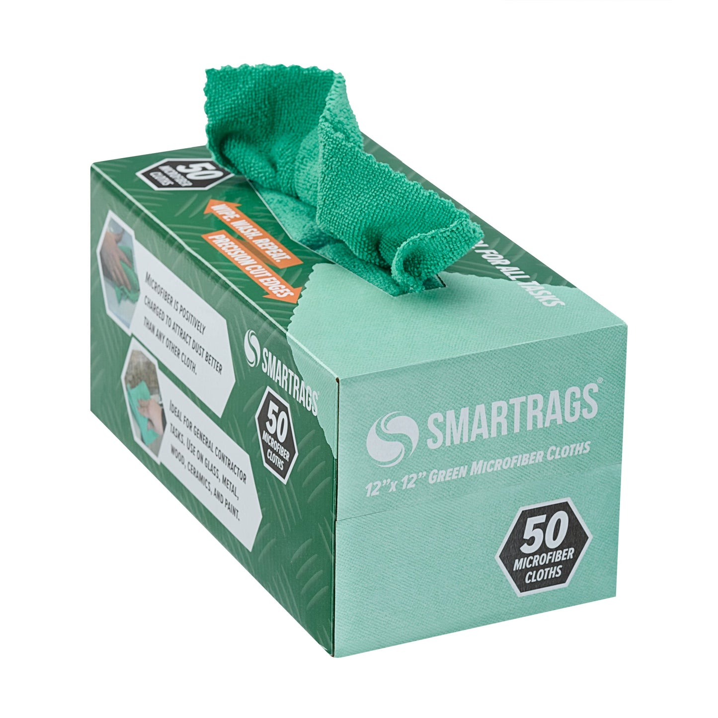 Hospeco® Smart Rags Microfiber Cloths 12x12 Green, Case of 400 (HOSM950G)