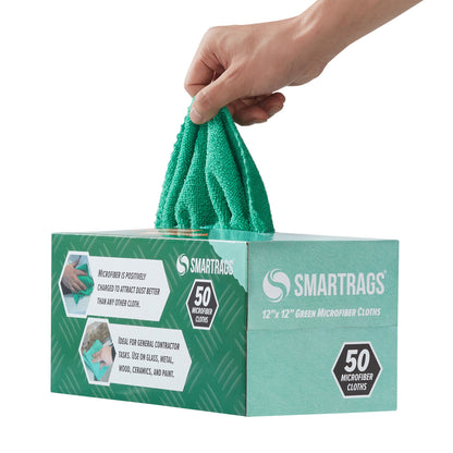 Hospeco® Smart Rags Microfiber Cloths 12x12 Green, Case of 400 (HOSM950G)