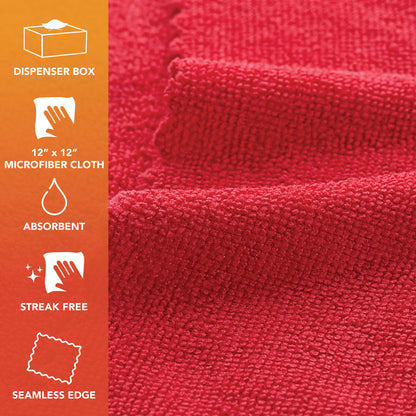 Hospeco® Smart Rags Microfiber Cloths 12x12 Red, Case of 400 (HOSM950R)
