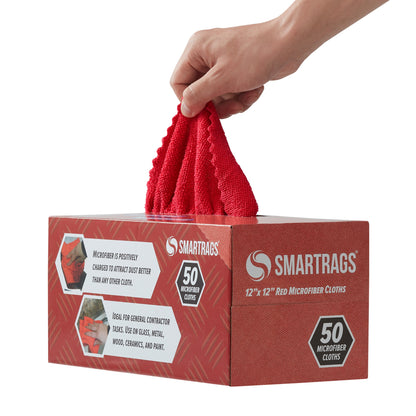 Hospeco® Smart Rags Microfiber Cloths 12x12 Red, Case of 400 (HOSM950R)