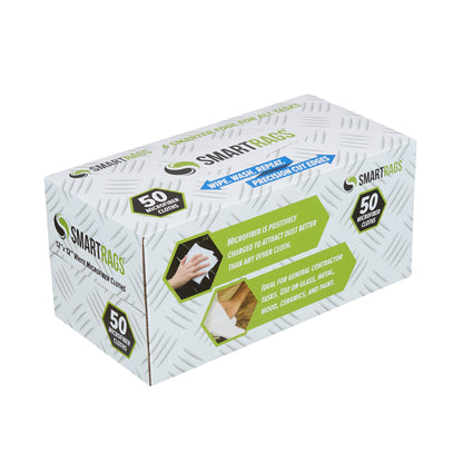 Arkwright Home Smart Rags Microfiber Cloths 12x12 White (1 Box of 50 Cloths) (M950W-INNERBX)
