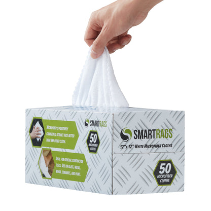 Hospeco® Smart Rags Microfiber Cloths 12x12 White, Case of 400 (HOSM950W)