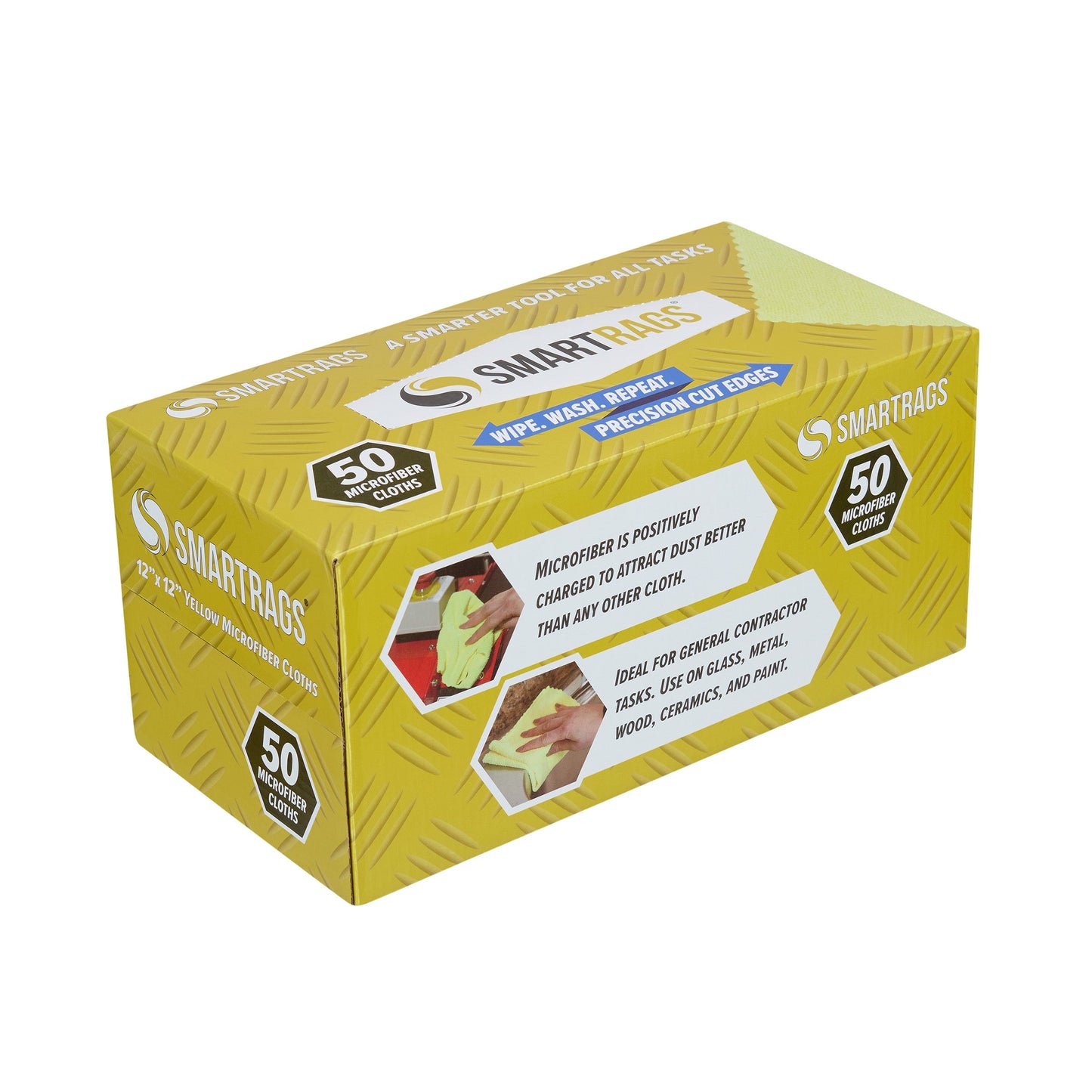 Hospeco® Smart Rags Microfiber Cloths 12x12 Yellow, Case of 400 (HOSM950Y)
